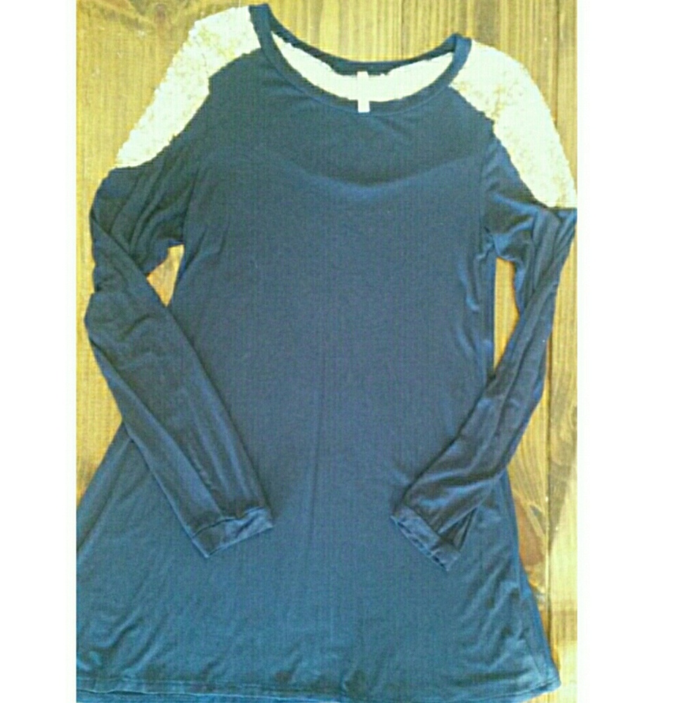 Navy Blue with Gold Sequins Tunic Style Top